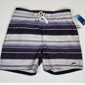 Speedo Swim Trunk Boardshort E-Board Striped Mens Size Large